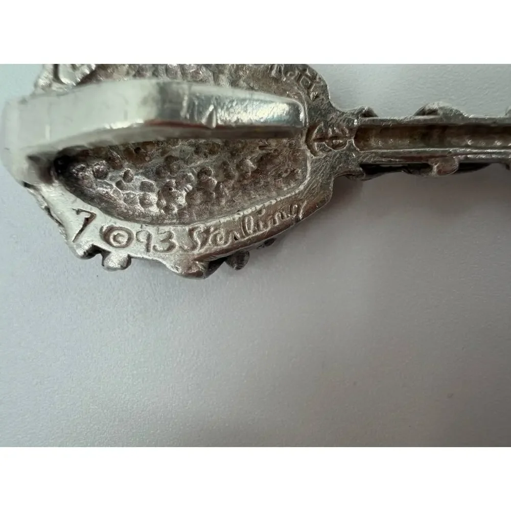 Andrea Barnett 1993 Sterling Silver Rose Floral Key Brooch Scarf Clip 17.7g